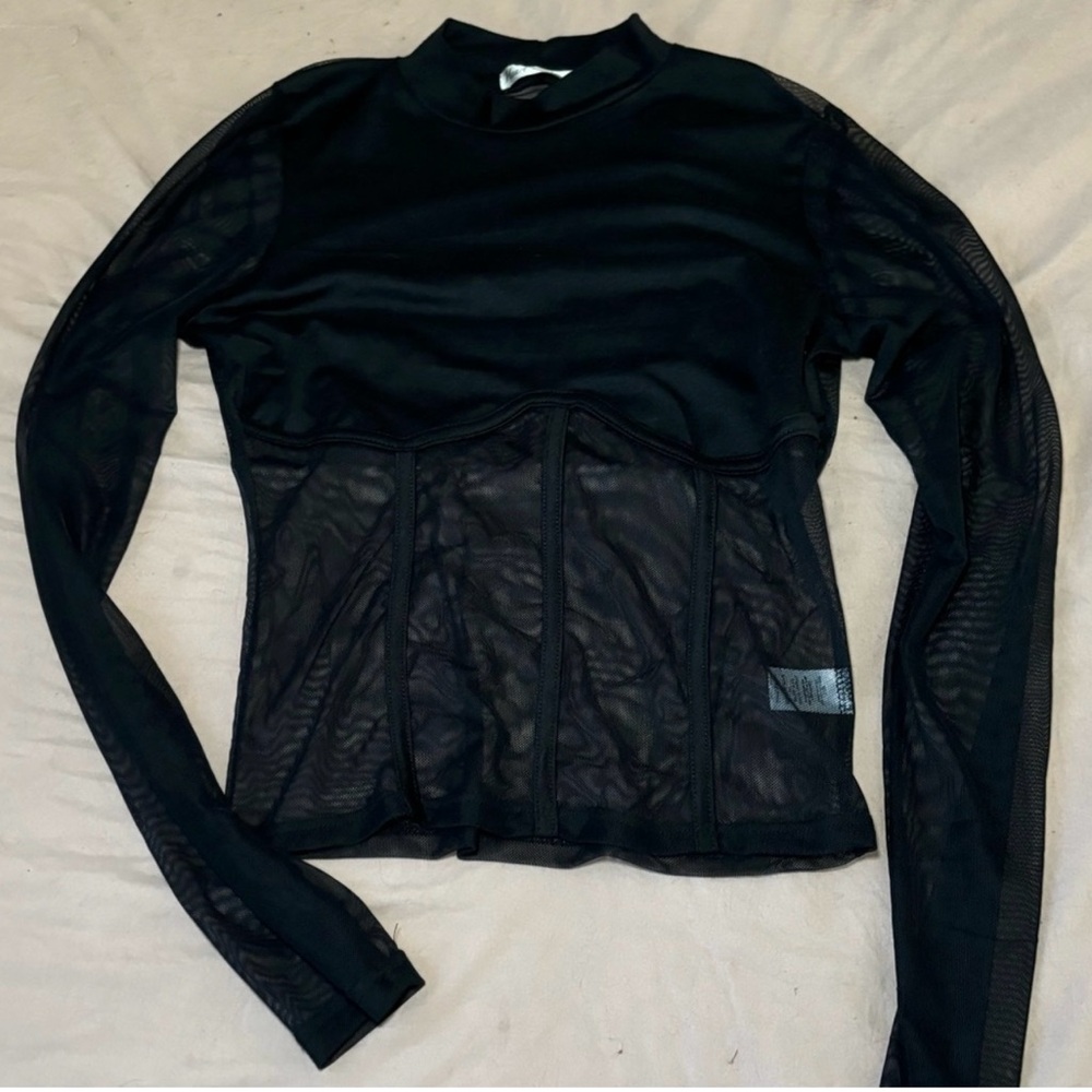Black Sheer Long Sleeve Top